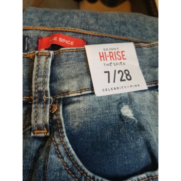 🤩 Women's Ankle Skinny Jeans Size 7/28 High Rise Acid Wash Blue Distressed New - Picture 6 of 7